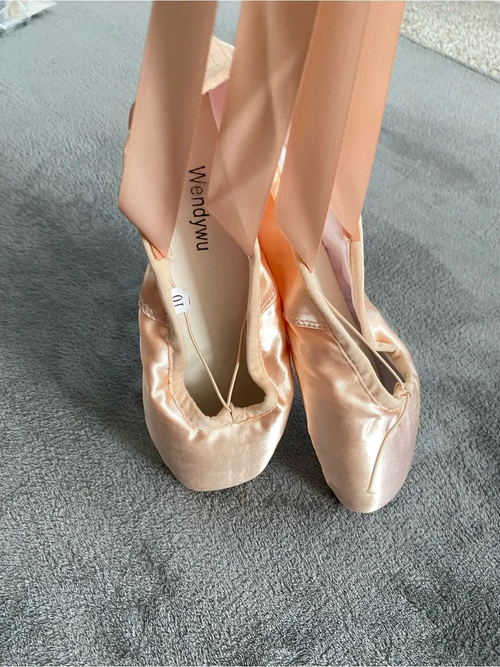 Wendywu Pink Satin Pointe Ballet Shoes Size 10 - Picture 5 of 16